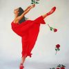 Ballerina In Red And Roses Paint by number