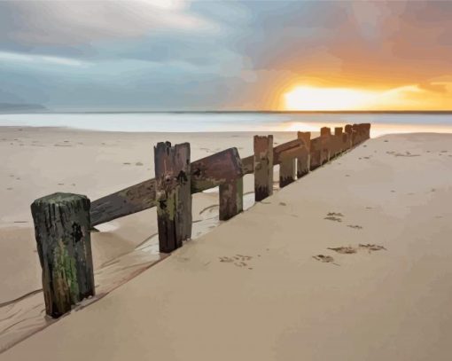 Barmouth Beach At Sunset paint by number