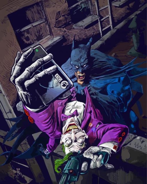 Batman And Joker Taking Selfie Art paint by number