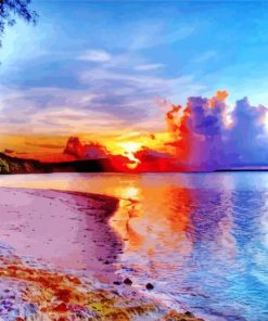 Beautiful Sunset In Guam Beach paint by number