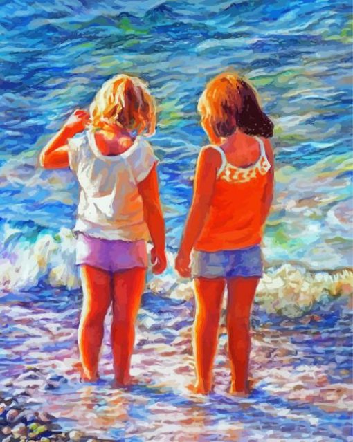 Besties On The Beach paint by number
