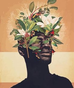 Black African Floral Man Head paint by number