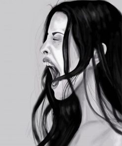Black And White Woman Screaming paint by number