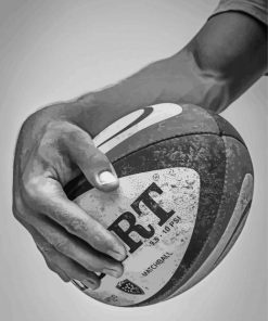 Black And White Hand Holding Rugby Ball paint by number