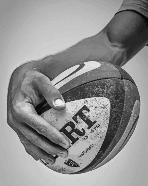 Black And White Hand Holding Rugby Ball paint by number