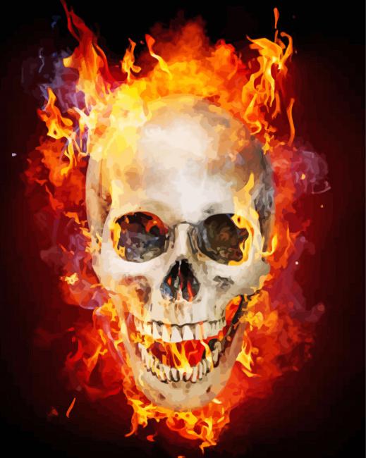 Blazing Skull Illustration paint by number