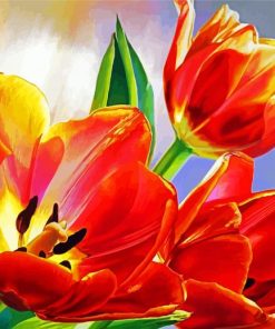 Blooming Orange Tulips Paint by number