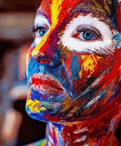 Blue Eyed Colorful Woman paint by number