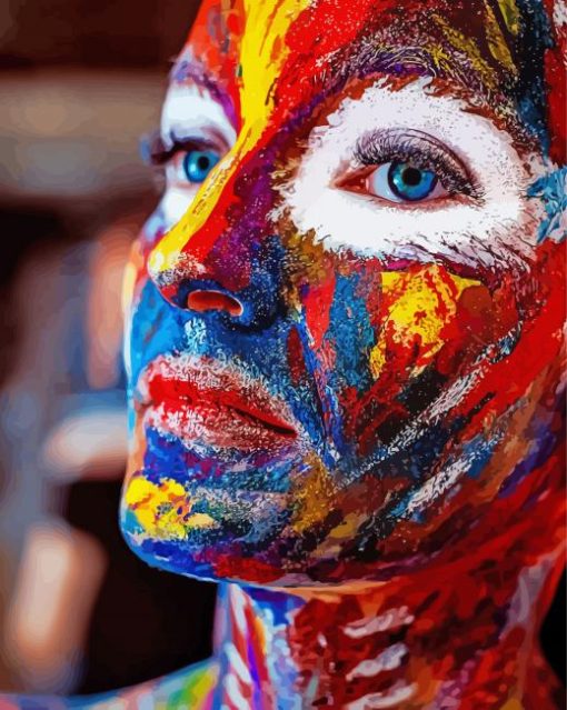 Blue Eyed Colorful Woman paint by number