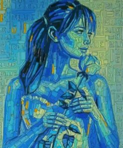 Blue Woman And Rose Paint by number