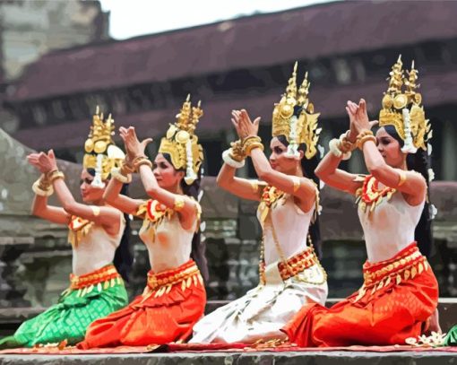 Cambodia Traditional Apsara Dance paint by number