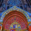 Chartres Cathedral Lights At Night paint by number