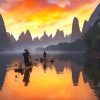 China Sunset Landscape paint by number