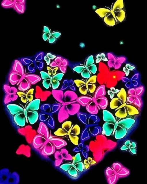 Colorful Butterfly Heart Paint by number