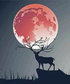 Deer Moon Silhouette paint by number