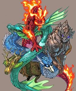 Elemental Dragons Paint by number