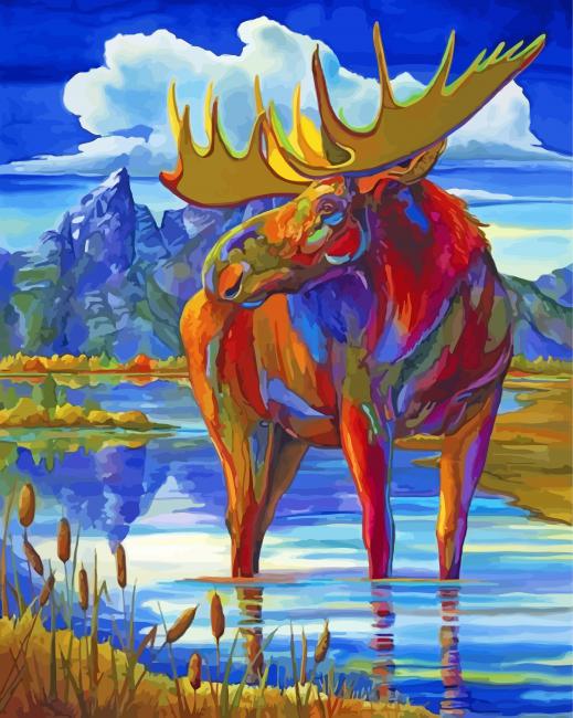 Fall Arts Moose paint by number
