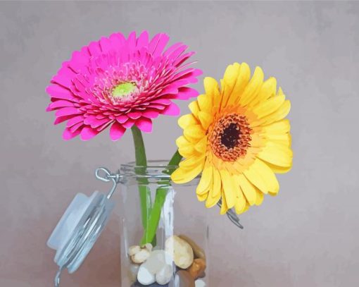 Flowers Mason Jar paint by number