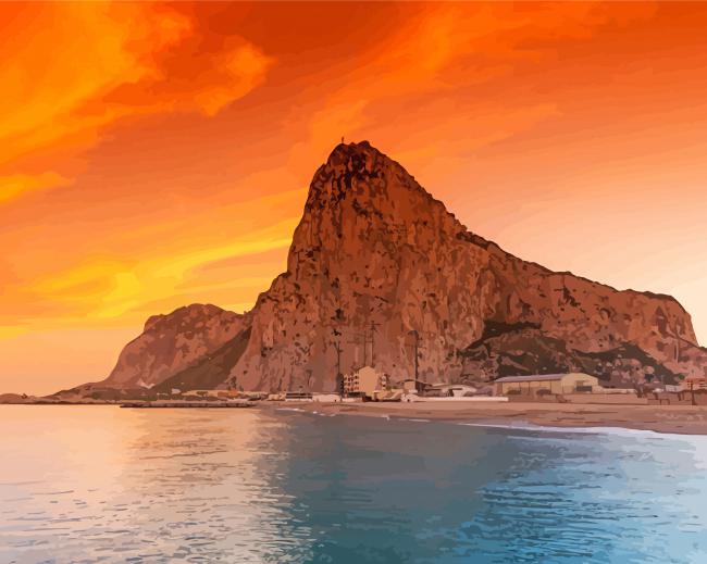 Gibraltar Rock Of Gibraltar Sunset paint by number