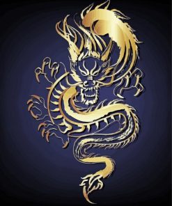 Golden Dragon Logo Art paint by number