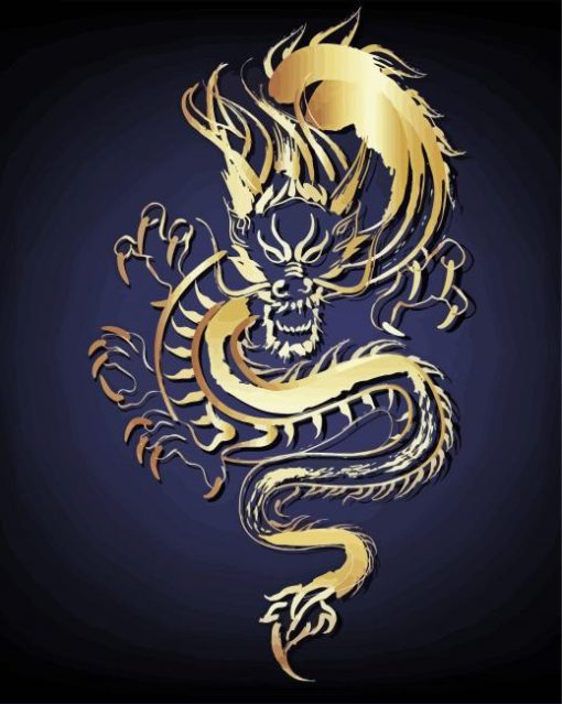 Golden Dragon Logo Art paint by number