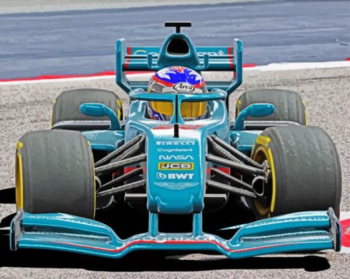 Green Aston Martin F1 paint by number