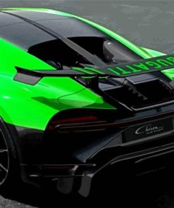 Green Car Bugatti Chiron paint by number