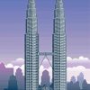 Illustration Petronas Towers paint by number