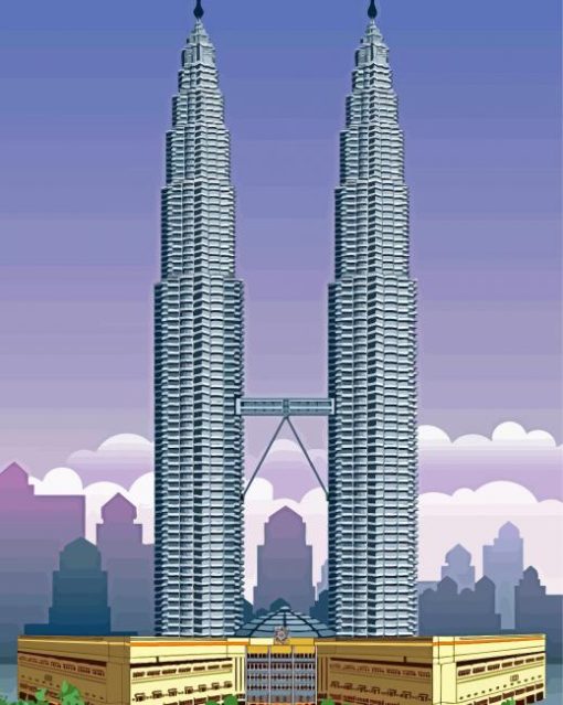 Illustration Petronas Towers paint by number