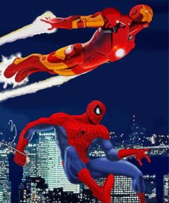 Iron Man And Spider Man Superheroes paint by number
