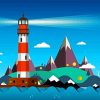 Lighthouse In The Mountain Illustration paint by number