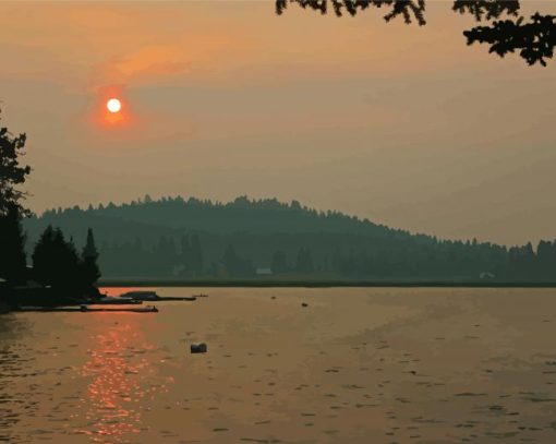 Loon Lake Sunset paint by number