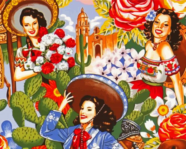 Mexican Ladies paint by number