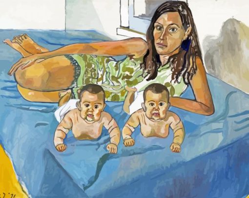 Mother And Two Boys Twin paint by number