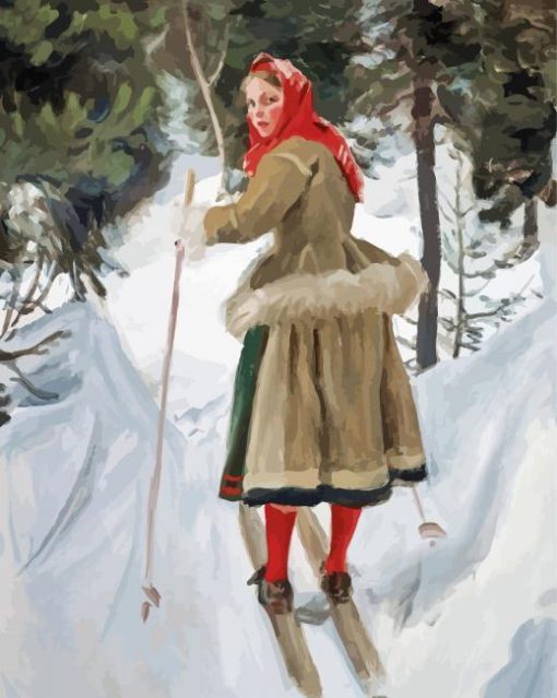 Nordic Skier Woman paint by number