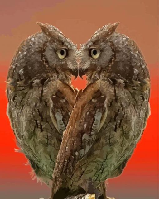 Owls In Love paint by number