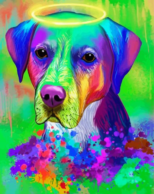 Psychedelic Dog Angel paint by number