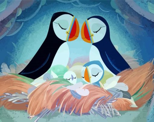 Puffin Rock Characters Sleeping paint by number