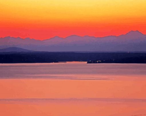 Puget Sound Sunset paint by number