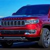Red Jeep Wagoneer paint by number