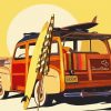 Retro Beach Wagon paint by number