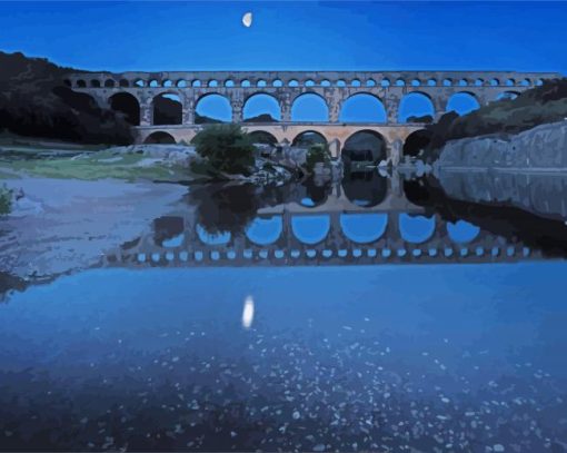 Roman Aqueduct At Night paint by number