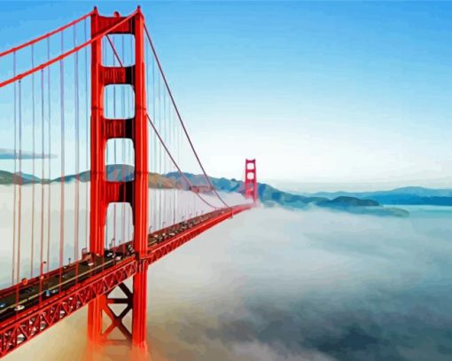 San Francsisco Bridge And Fog paint by number