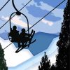 Ski Chair Lift Silhouette paint by number