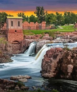 Sunset At Sioux Falls Dakota paint by number