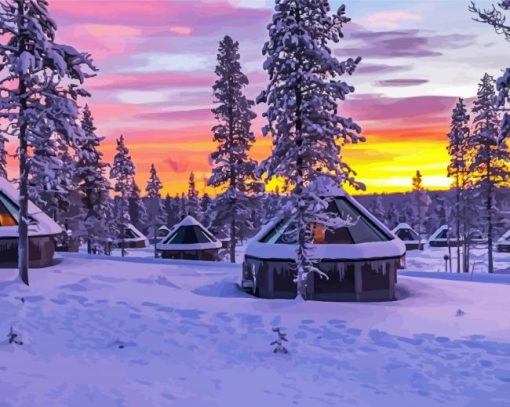 Sunset In Lapland paint by number
