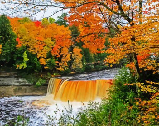 Tahquamenon Michigan Waterfall Park paint by number