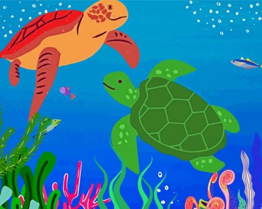 Turtle Scenery paint by number