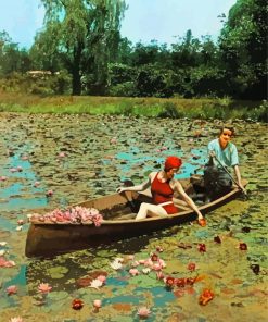 Vintage Couple On Boat paint by number
