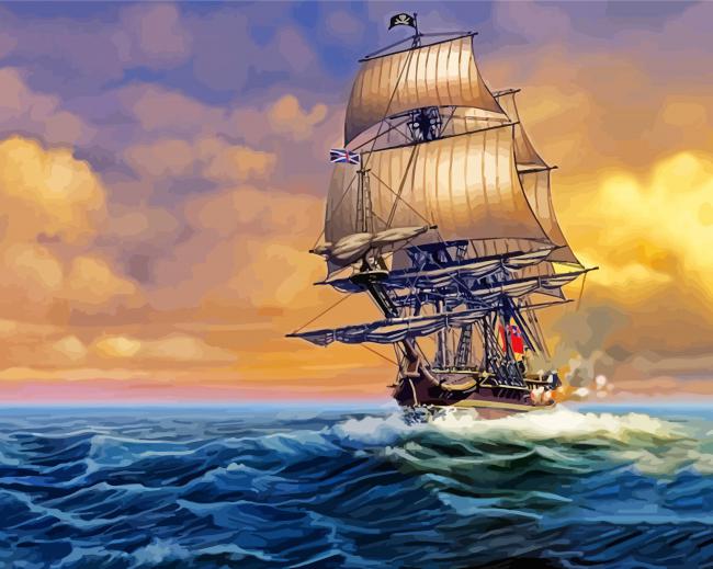 Whydah Gally Ship In The Ocean paint by number